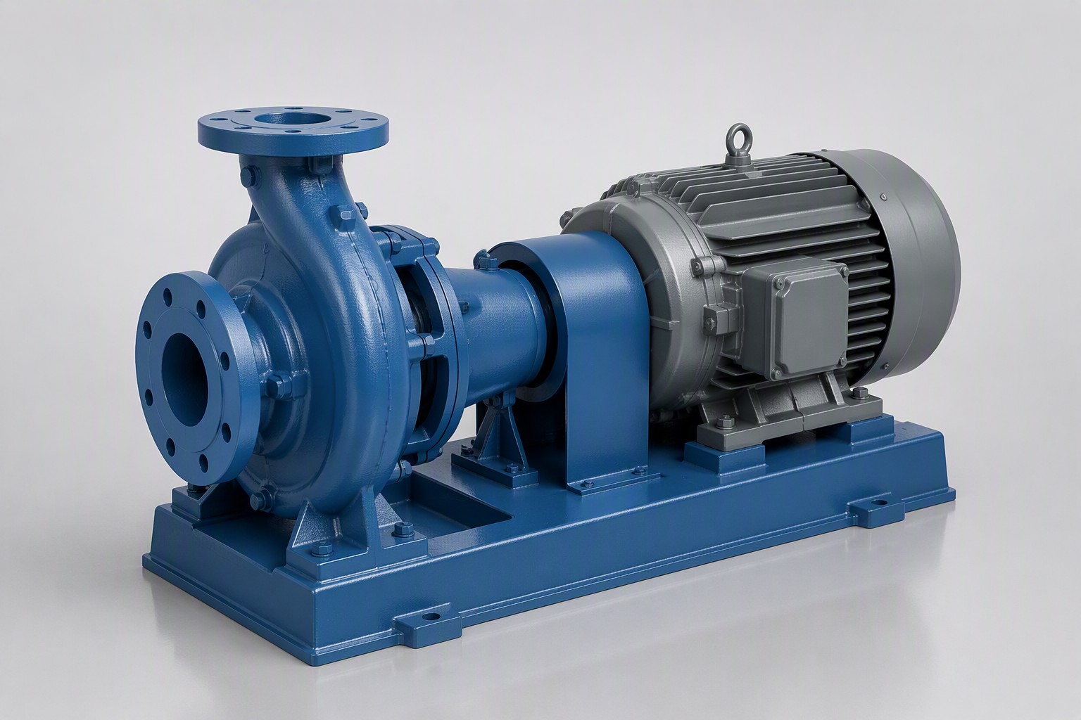 Industrial centrifugal pump installation operated near its best efficiency point for energy saving