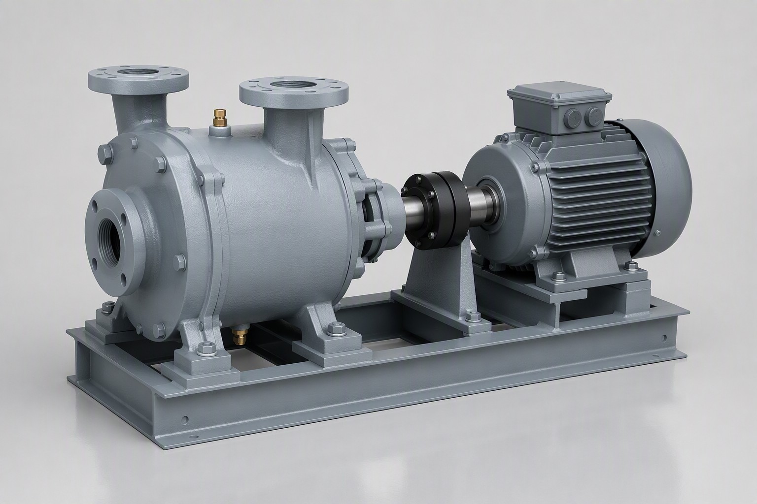 2BV liquid ring vacuum pump close-coupled to an electric motor on a steel baseplate